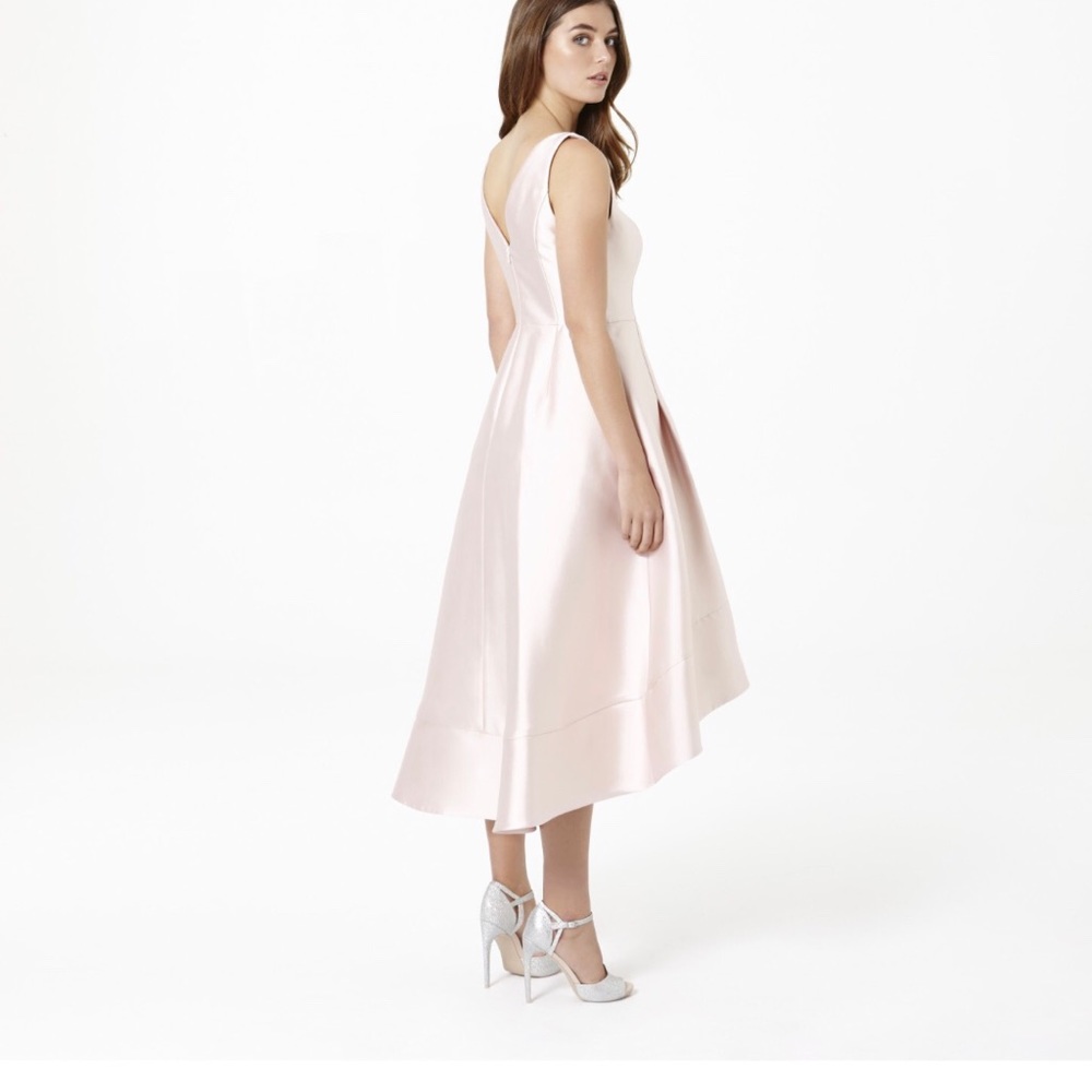Beautiful pick asymmetrical prom dress